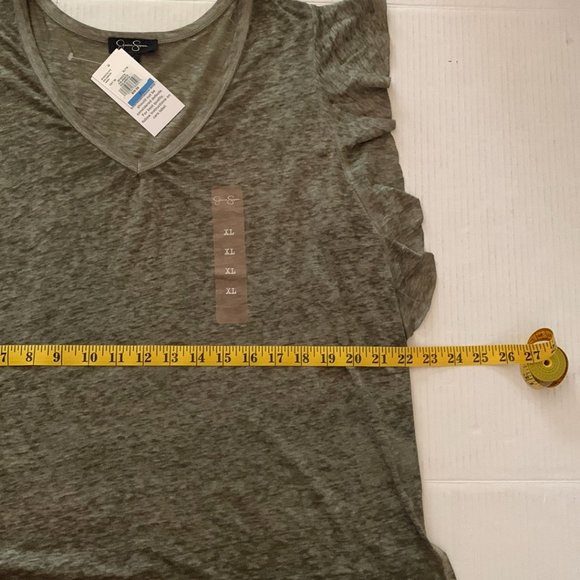 NWT Jessica Simpson Womens Short Sleeve V-Neck Shirt Kalamata Green Size XL - Picture 6 of 7